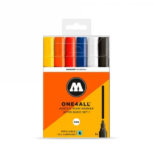 Set marcadores base acrílica One4All con 6 marcadores 4mm Molotow