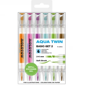 Set marcadores base agua Aquatwin básico 2 con 6 unidades Molotow
