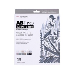 Marcadores de arte a base de alcohol ABT PRO, paleta gris, Tombow