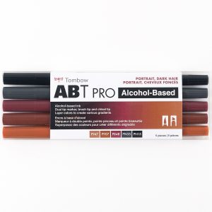 Marcadores a base de alcohol ABT PRO, retrato, cabello oscuro, Tombow