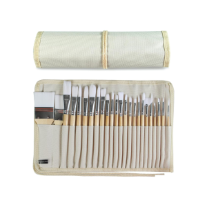 Juego de 24 pinceles de pintura con mango de madera