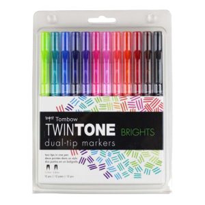 Set 12 marcadores TwinTone brillantes Tombow