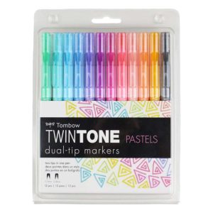 Set 12 marcadores TwinTone en tonos pastel Tombow