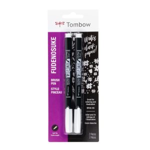 Rotuladores de pincel Fudenosuke, blancos, paquete de 2 uds Tombow